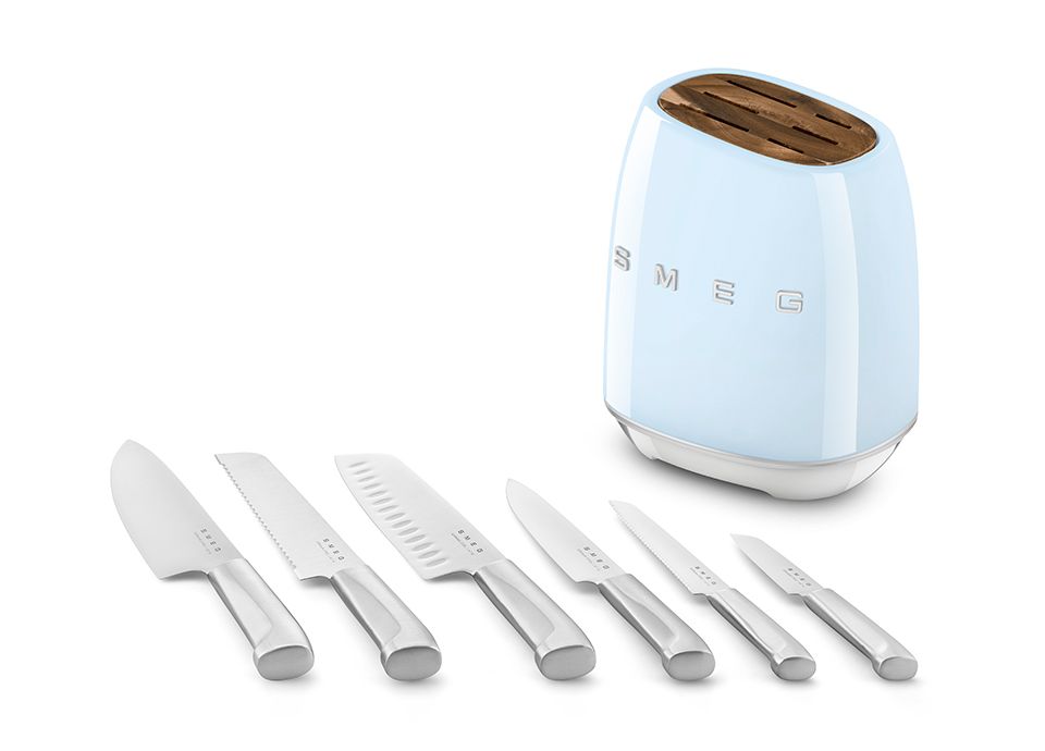 Knife block set with six stainless steel kitchen knives