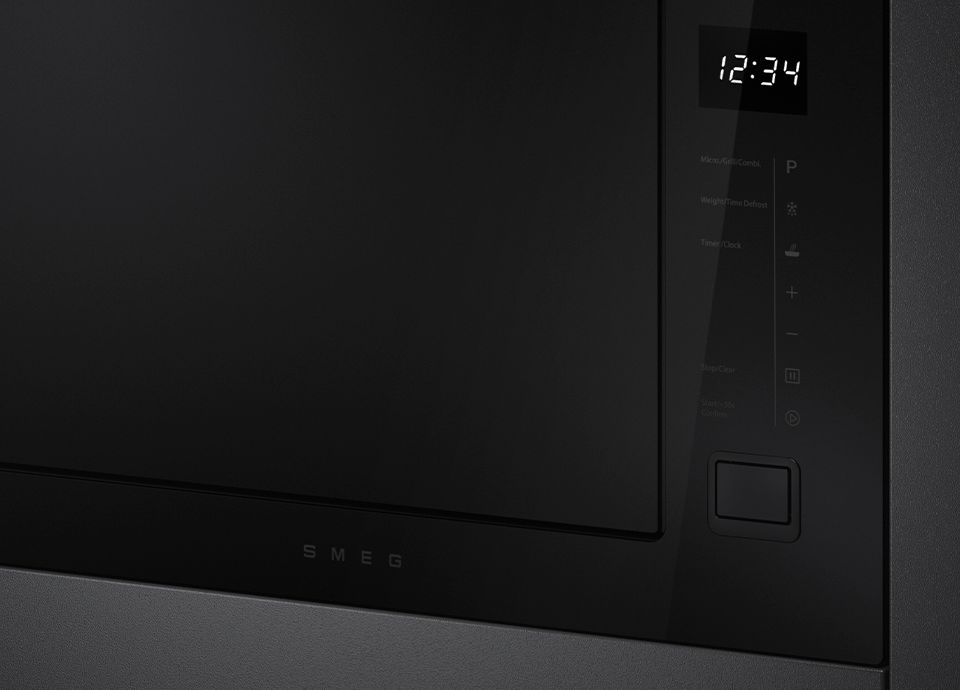 Closeup of eclipse black glass on a microwave oven